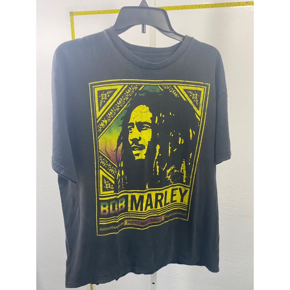 Bob Marley Graphic T-Shirt Mens XL Black Roots Rock Reggae Portrait Short Sleeve